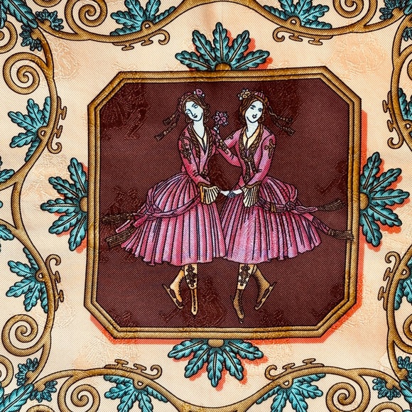 Joies d'Hiver HERMES Jacquard silk scarf Vintage - Picture 10 of 10